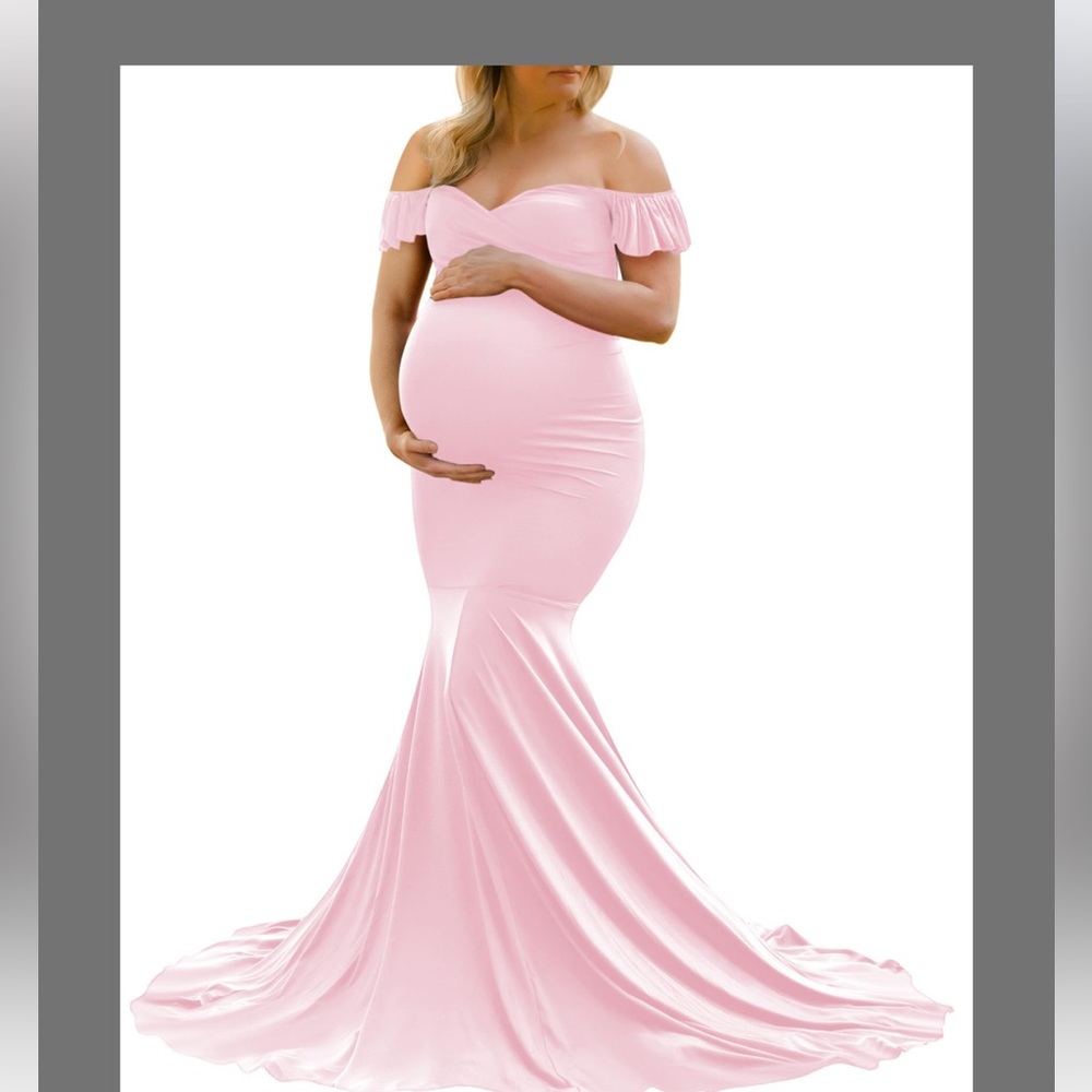 EUC Elegant Pink Off-Shoulder Maternity Dress